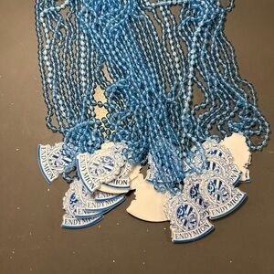 Mardi Gras Vintage Blue Endymion Pendant Beaded Necklaces. Lot of 21.